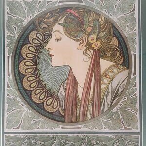 Vintage Framed Alphonse Mucha The Laurel Art Nouveau Print